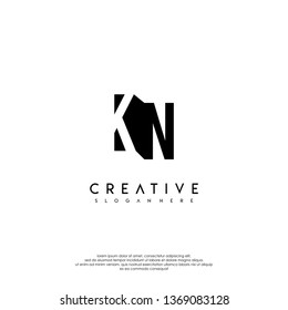 abstract monogram in the shadow, KN logo letters design concept