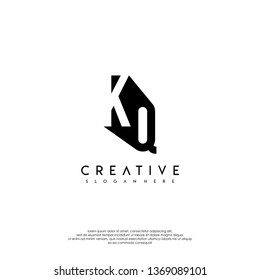 abstract monogram in the shadow, KQ logo letters design concept