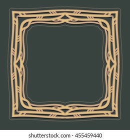 Abstract monogram Vector  and logo design template. Decorative line art frame. Elegant element for design in Eastern style with space for text.Lace border illustration for invitations card