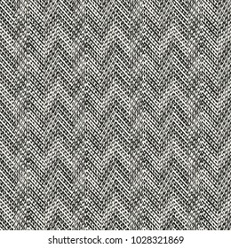 Abstract Monohcrome Zigzag Stroke Motif Halftone Effect Textured Background. Seamless Pattern.