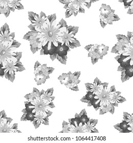 Abstract monohrom seamless pattern with elegant flowers for your designs. Stylish template can be used for design fabric, textile and more designs. Vector illustration.