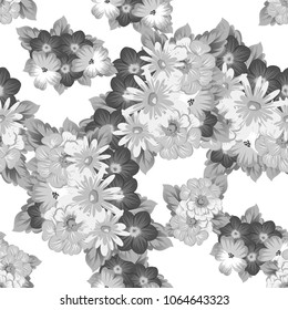 Abstract monohrom seamless pattern with elegant flowers for your designs. Stylish template can be used for design fabric, textile and more designs. Vector illustration.