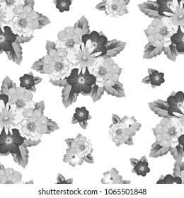 Abstract monohrom seamless pattern with elegant flowers for your designs. Stylish template can be used for design fabric, textile and more designs. Vector illustration.