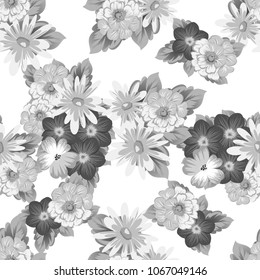 Abstract monohrom seamless pattern with elegant flowers for your designs. Stylish template can be used for design fabric, textile and more designs. Vector illustration.