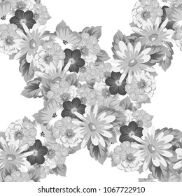 Abstract monohrom seamless pattern with elegant flowers for your designs. Stylish template can be used for design fabric, textile and more designs. Vector illustration.
