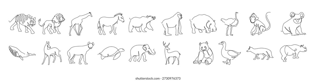 abstract monoline animal element set