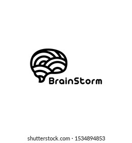 abstract monoline brain logo illustration in vector
