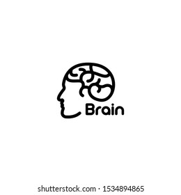 abstract monoline brain logo illustration in vector