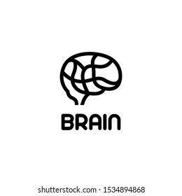 abstract monoline brain logo illustration in vector