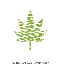 Abstract monoline cannabis leaf logo vector template