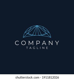 Abstract monoline logo design in crescent shape.