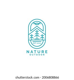 Abstract monoline nature outdoor badge logo design template