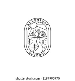 Abstract Monoline Outdoor Badge Logo Design Vector Template