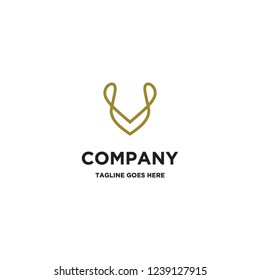 abstract monoline V initial logo icon vector