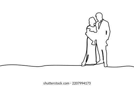 Abstract monoline wedding couple design