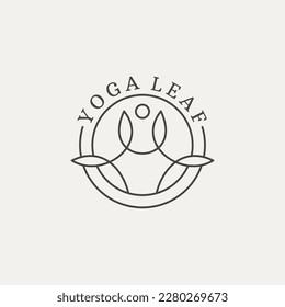 Abstract Monoline Yoga Leaf Logo Vector design template .