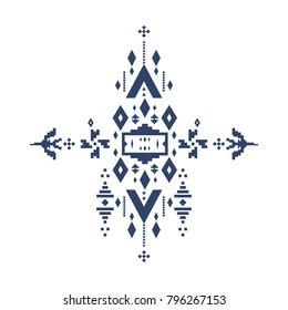 Abstract monotone geometric shapes with variety of pattern in aztec - mayan style for t-shirt, corporate business or technology identity design, online presentation website element, and illustration