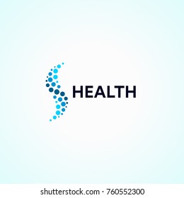 Abstract monotonous logo from circles in the form of a wave. Spine, a healthy lifestyle vector logotype.