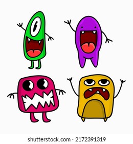 abstract monster with 4 characters variations