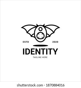 Abstract monster logo, isolated white background, simply line art design.
