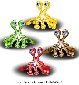 Abstract monster microbe. Set of different colors.