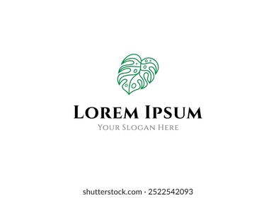 abstract monstera leaf logo in line art design