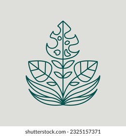 Abstract monstera leaf vector illustration. Tropical nature icon design.