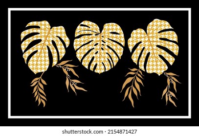 Abstract monstera leaves pattern. Vector Illustration.