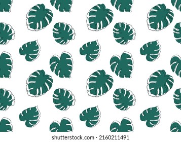 Abstract. Monstera leaves plant tropical pattern seamless background. Vector.