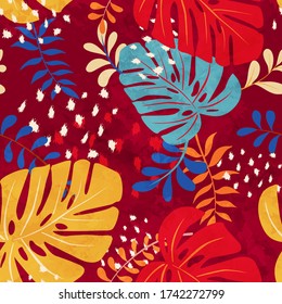 Abstract Monstera Seamless Vector Pattern