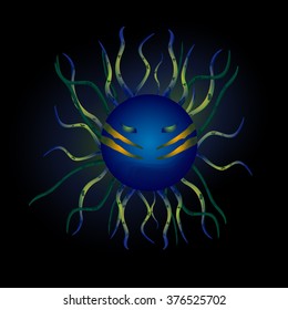 abstract monster.cute monster vector.Angry monster. Scary monster.tentacle