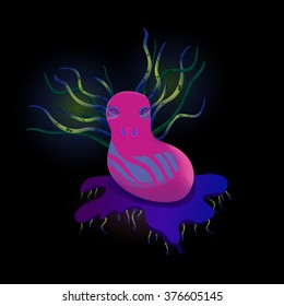 abstract monster.cute monster vector.Angry monster. Scary monster.tentacle, horn