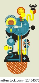 Abstract monsters world. Vector illustration in retro style.