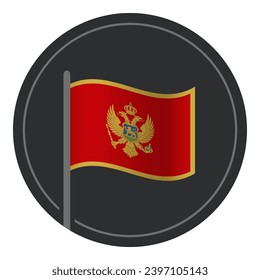 Abstraktes Montenegro-Flaggensymbol im Kreis einzeln auf weißem Hintergrund