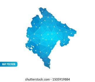 Abstract Montenegro Map geometric rumpled triangular low poly style gradient graphic on white background , line dots polygonal design for your . Vector illustration eps 10