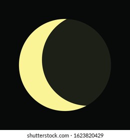 Abstract moon concept isolated on black background. Vector icon