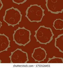 Abstract moon crater vector seamless pattern background. Naive style asteroid imprints as blended monochrome brown backdrop. Conceptual all over print of astronomical lunar circles for texture paper
