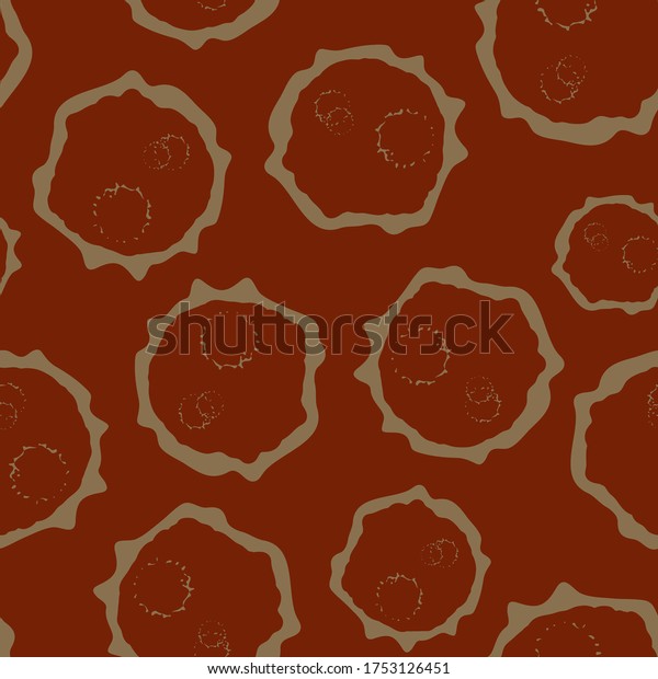 Abstract moon crater vector seamless pattern\
background. Naive style asteroid imprints as blended monochrome\
brown backdrop. Conceptual all over print of astronomical lunar\
circles for texture\
paper