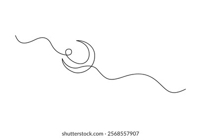 Abstract moon doodle one continuous line drawing crescent moon, Continuous line drawing of Crescent moon icon. Lunar design elements. Earth's only natural satellite.