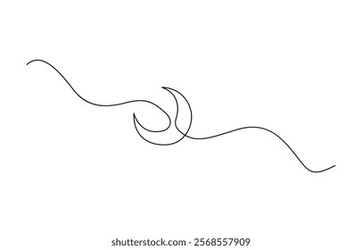 Abstract moon doodle one continuous line drawing crescent moon, Continuous line drawing of Crescent moon icon. Lunar design elements. Earth's only natural satellite.