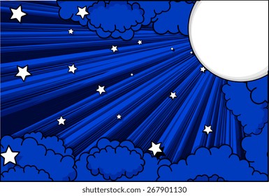 Abstract Moon Light Stars Clouds Background