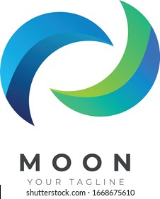 Abstract Moon Logo Circular Spinning Template Design