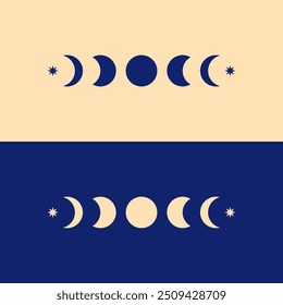 Abstract Moon Phases Stars Wallpaper Minimalism