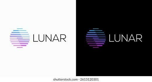 Abstract moon shape line vector logo design with modern, clean and simple style. Icon for business, research and personal branding.