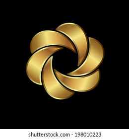 Abstract moon shape symbol. Concept of luxury, endless knot, karma, good luck.Vector icon 