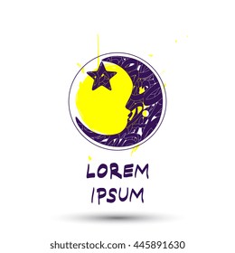 Abstract moon silhouette logo / label / icon
