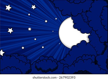 Abstract Moon Stars Clouds Background