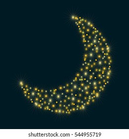 abstract moon with stars and sparkles