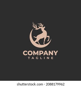 abstract moon walking deer logo