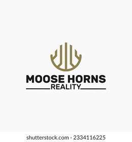 abstract moose horns , a real estate logo template  an abstract art in which buildings are designed as Canadian moose horns.